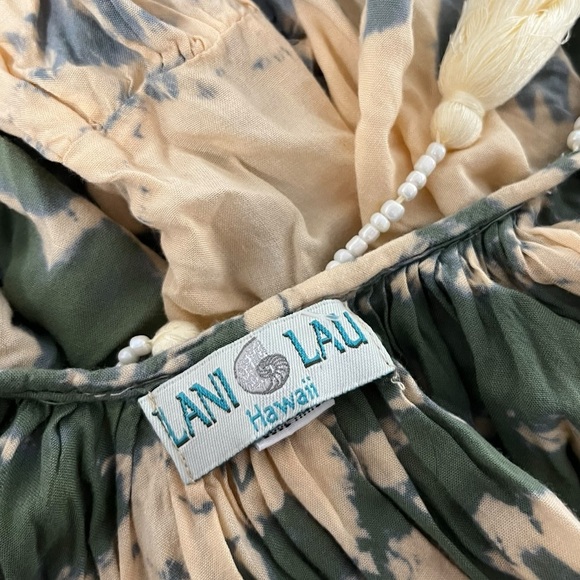 Lani Lau Hawaiian Fringe Tie Dye Resortwear Tunic Top OS - Picture 3 of 7
